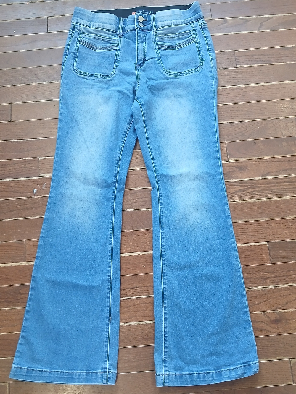 Indigo Poppy Light Blue Women's Flared Jeans Sz 12 Stretchy Western Fall Cowgirl